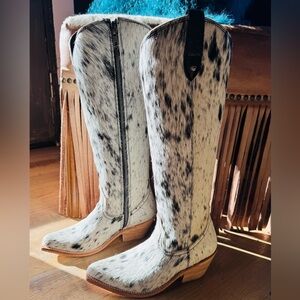 LIBERTY Black Cowhide Heeled Boots